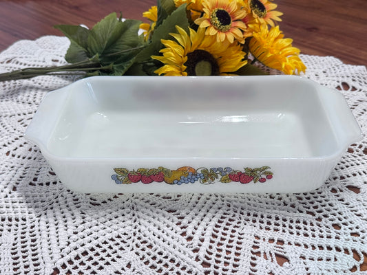Anchor Hocking Fire-King 'Nature's Bounty' Milk Glass Rectangular Casserole