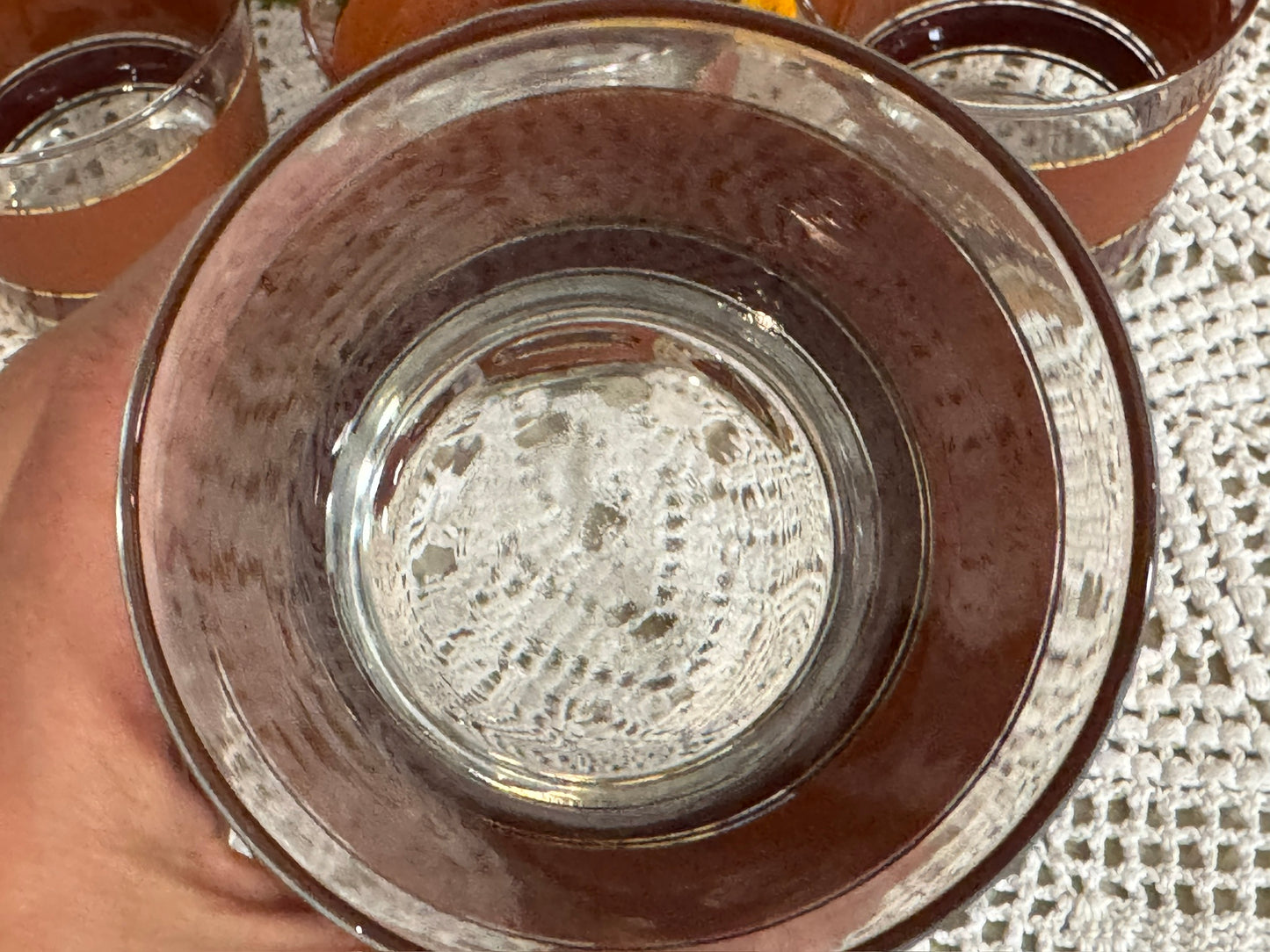 Lowball Burnt Orange/Brown Cocktail Glasses