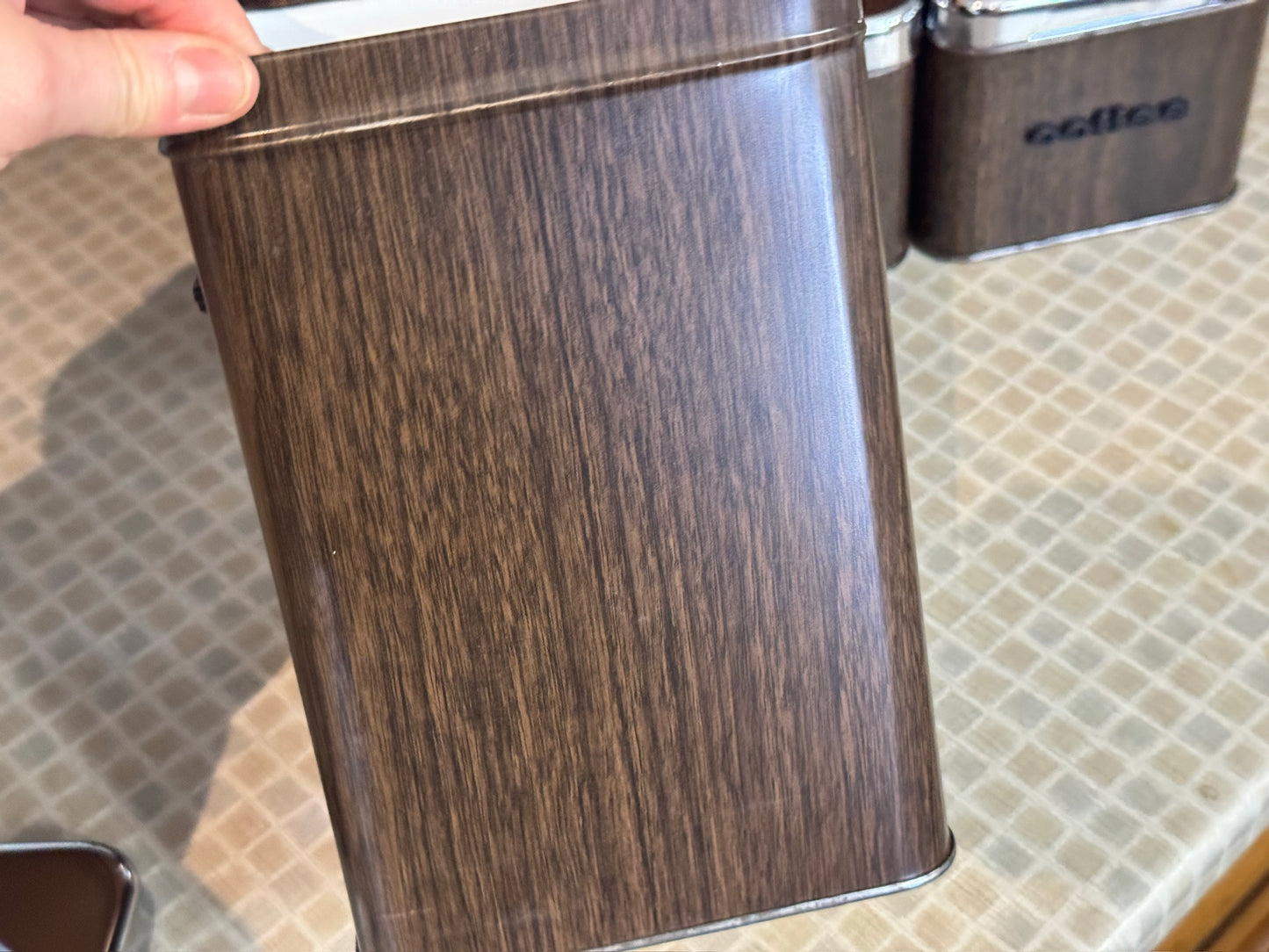 The Queen Line Faux Wood Grain Finish Canister Set