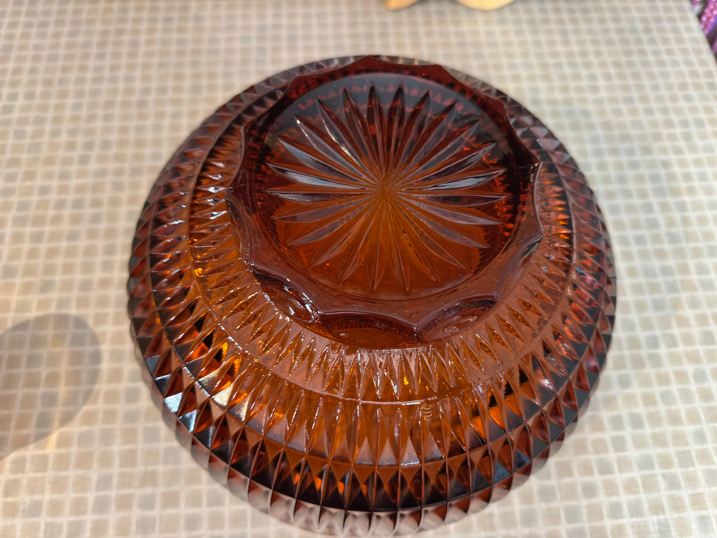 Vintage Amber Colony Royal Drape Punch Bowl & Cups