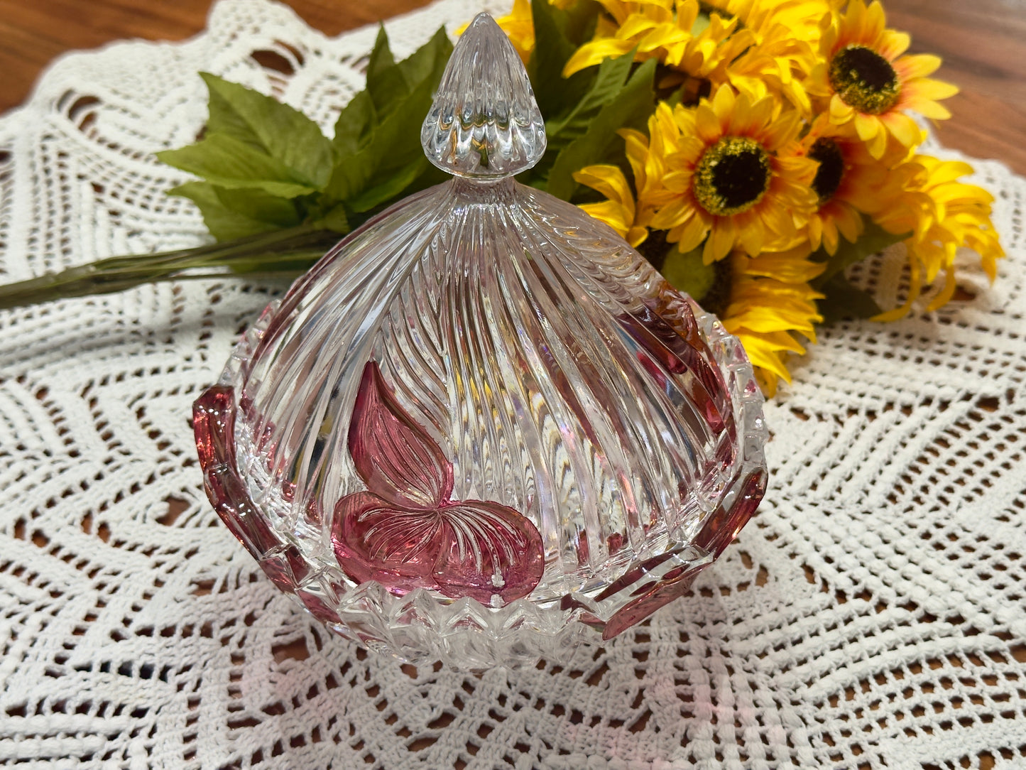Vintage Cut Glass Covered Candy Dish
