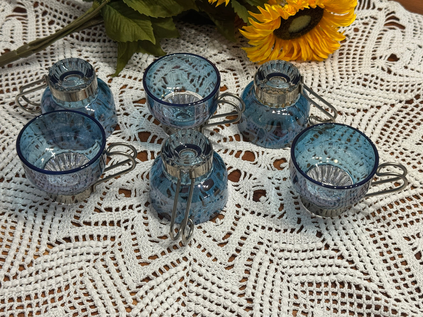 Italian Blue Glass Expresso Cups