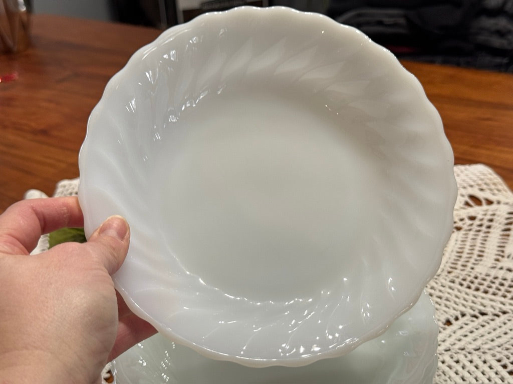Anchor Hocking Fire-King Milk Glass Swirl Bowls