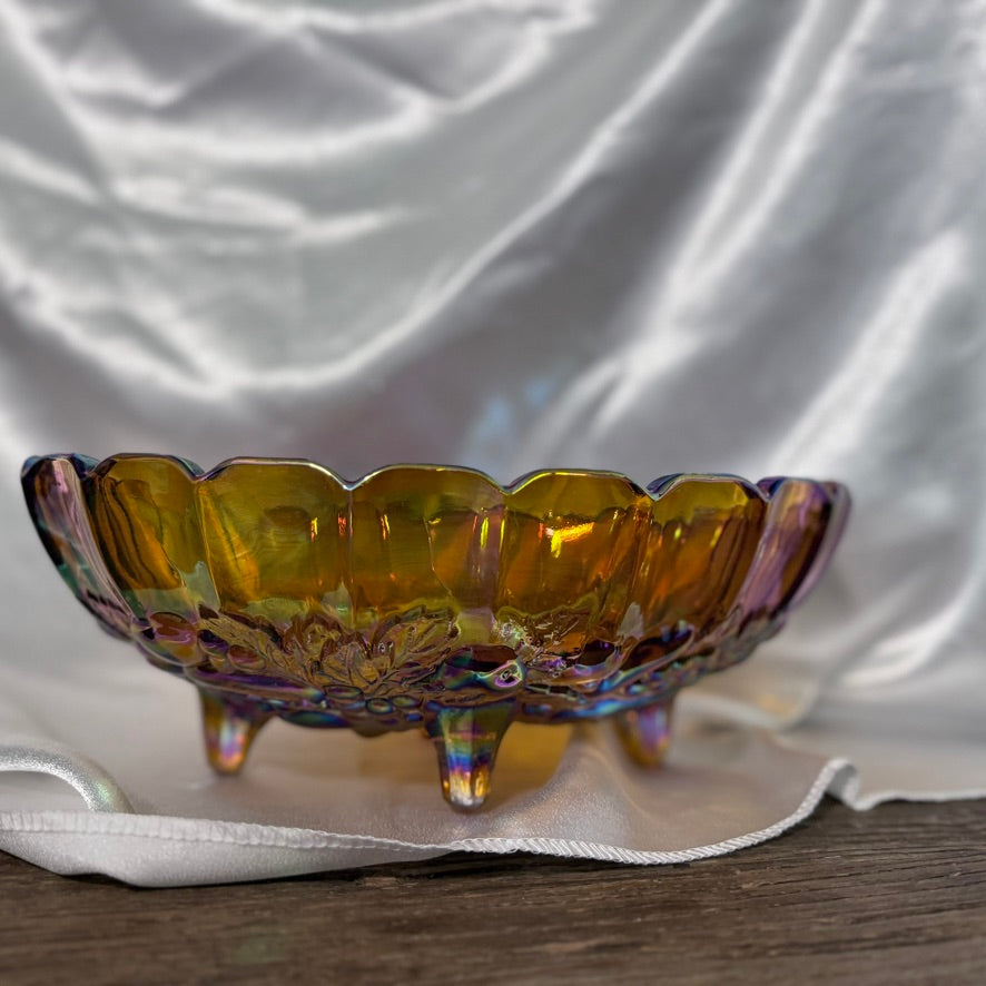 Iridescent Harvest Gold Carnival Glass "Oval Center Bowl"