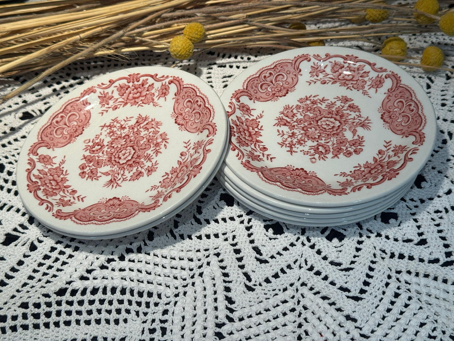Vintage WINDSOR Steelite Ironstone Pink Transferware Floral Saucer