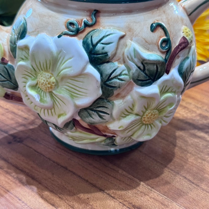 1998 CBK LTD LLC Floral Ceramic Teapot