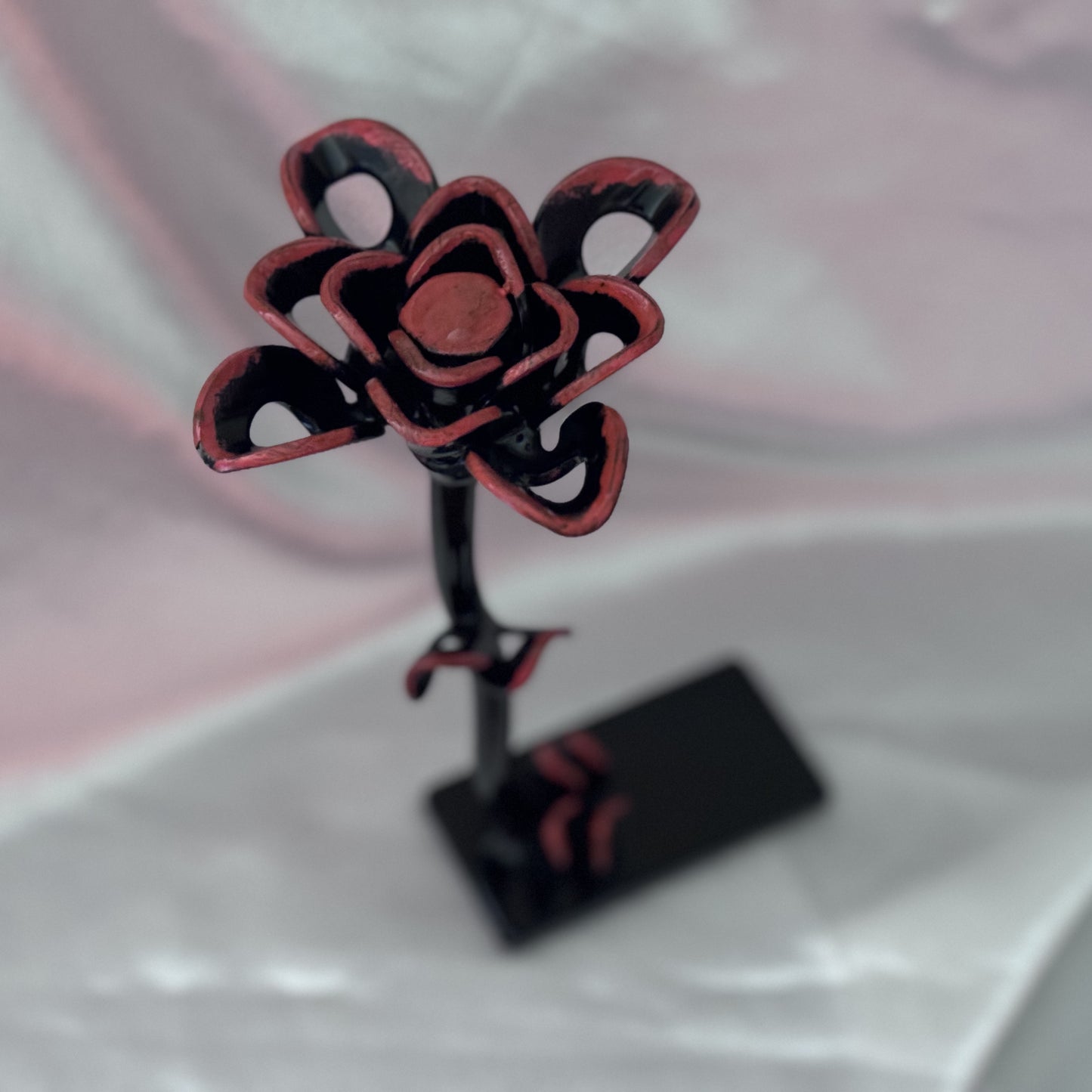 Black/Orange Metal Work Flower with Base