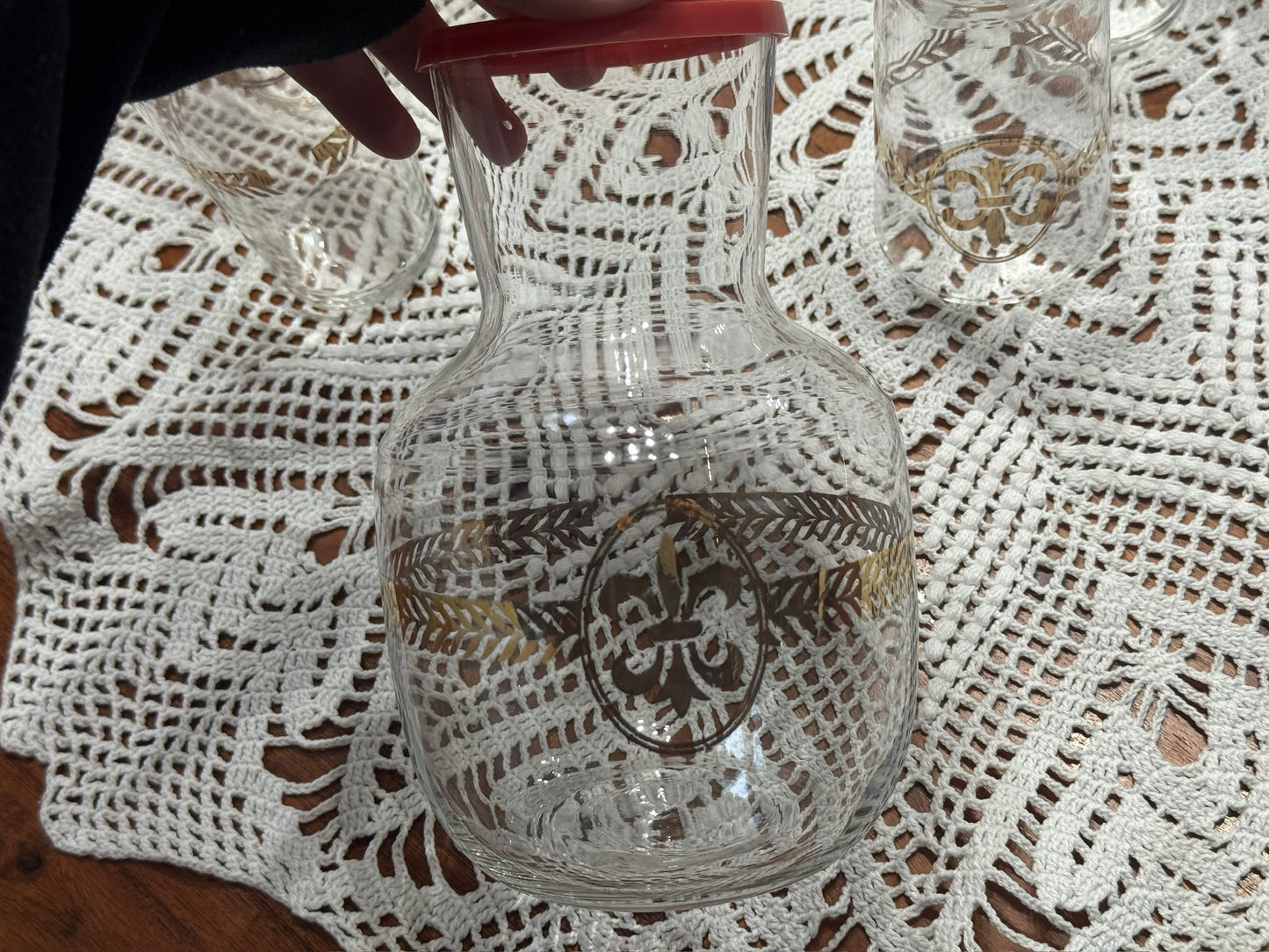 Vintage Libbey 'Fleur-de-lis' Barware Set