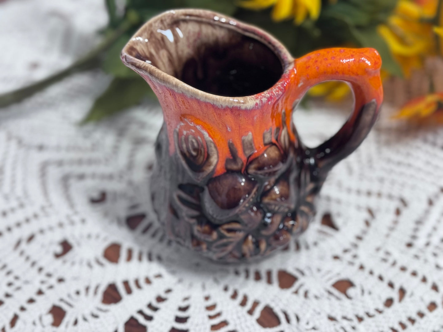 Mushroom Drip Glaze Pottery Pitcher
