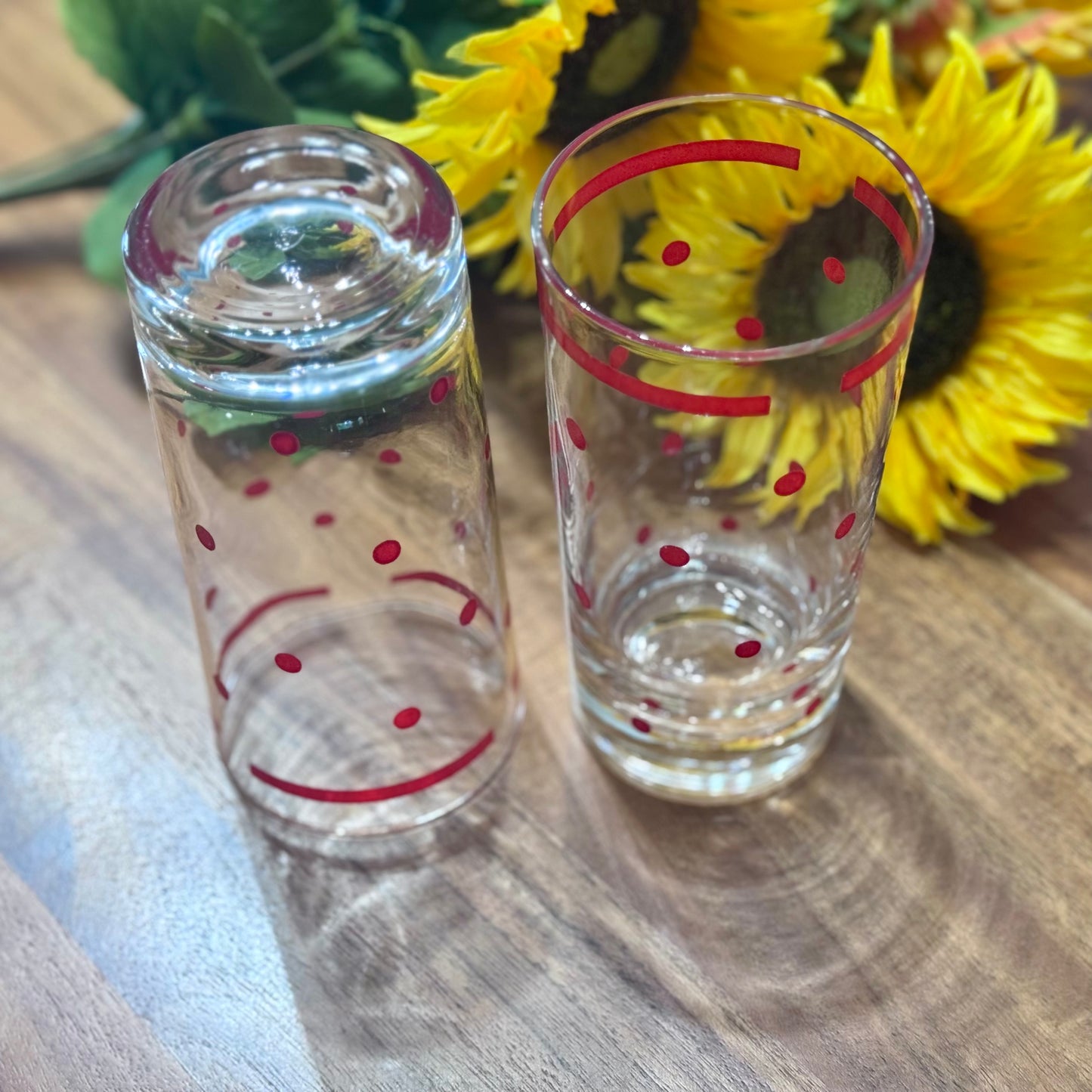 Vintage Federal Glass Red Polka Dot Drinking Glasses