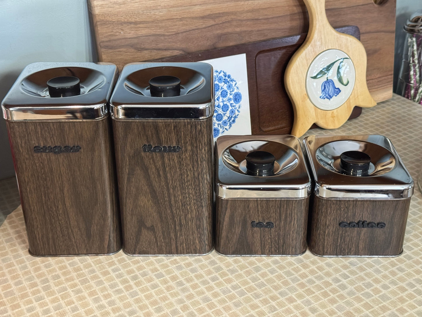 The Queen Line Faux Wood Grain Finish Canister Set