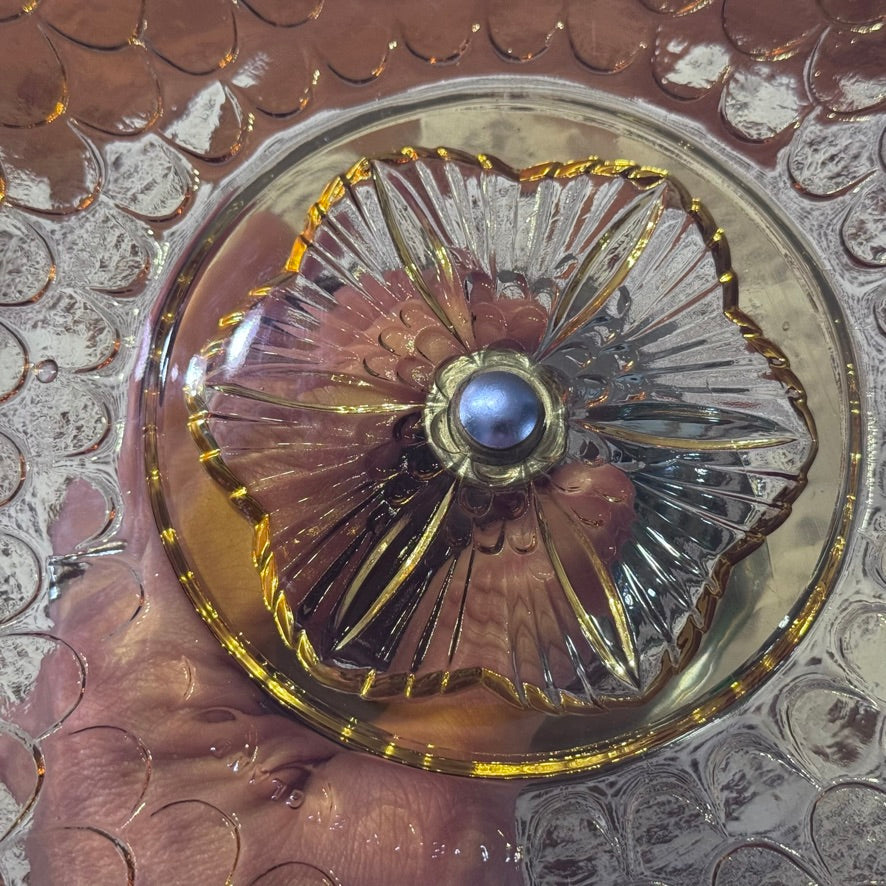 Amber Glass Bagley Footed Plate/Cake Stand Made In England