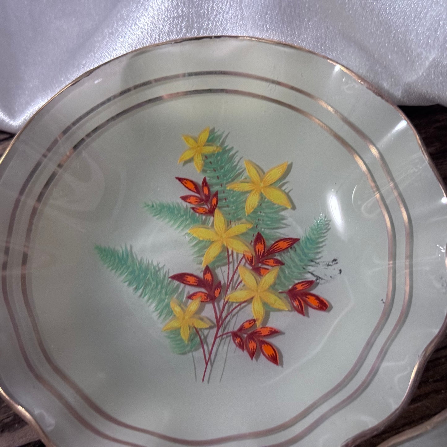 Handmade Antique (1920s?) Small Enameled Glass Confectionery Plates