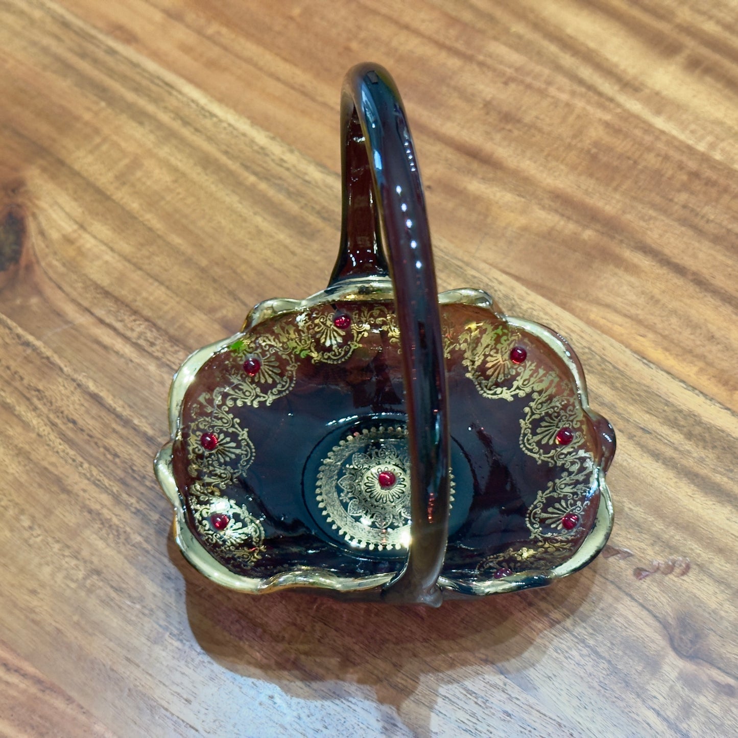 Art Glass Handled Amethyst Basket