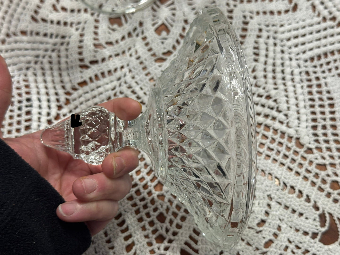 Indiana Diamond Point Ruby Compote/Candy Dish