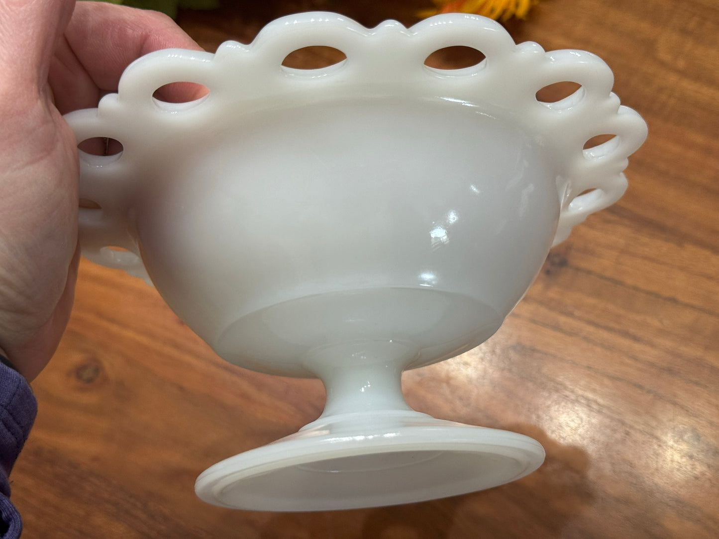 Anchor Hocking Milk Glass Pedestal Compote/Bowl