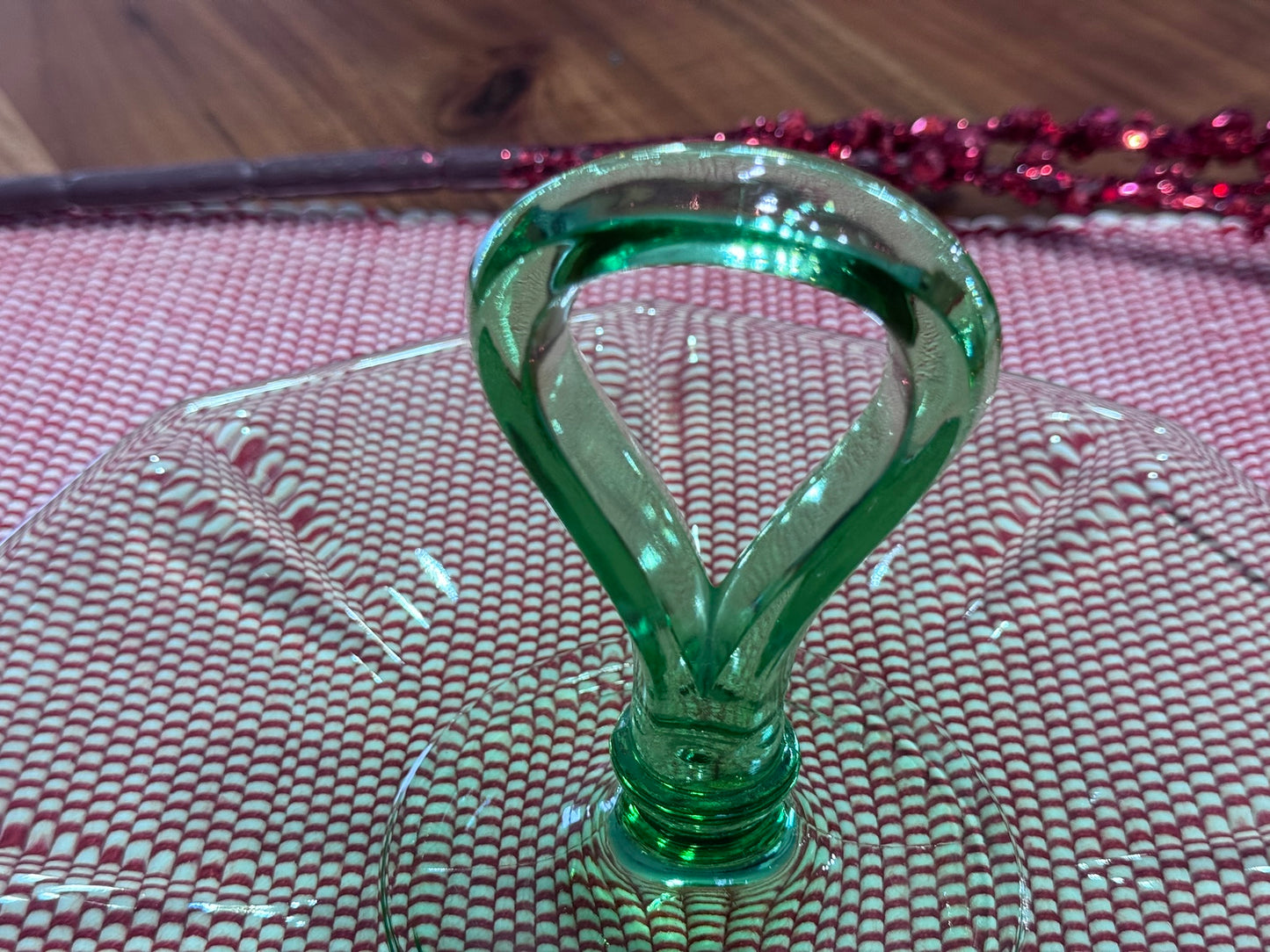 Green Depression Glass Tidbit Dessert Tray