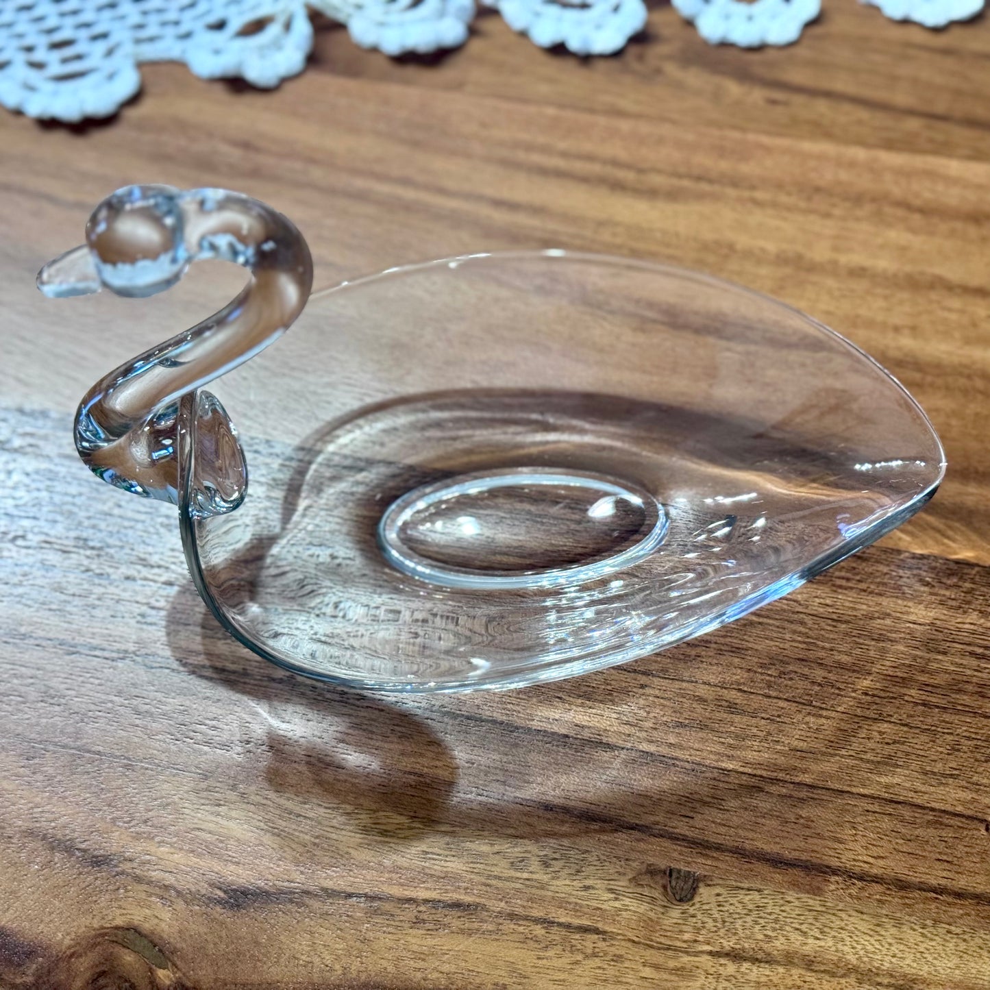 Vintage Clear Glass Swan Dish