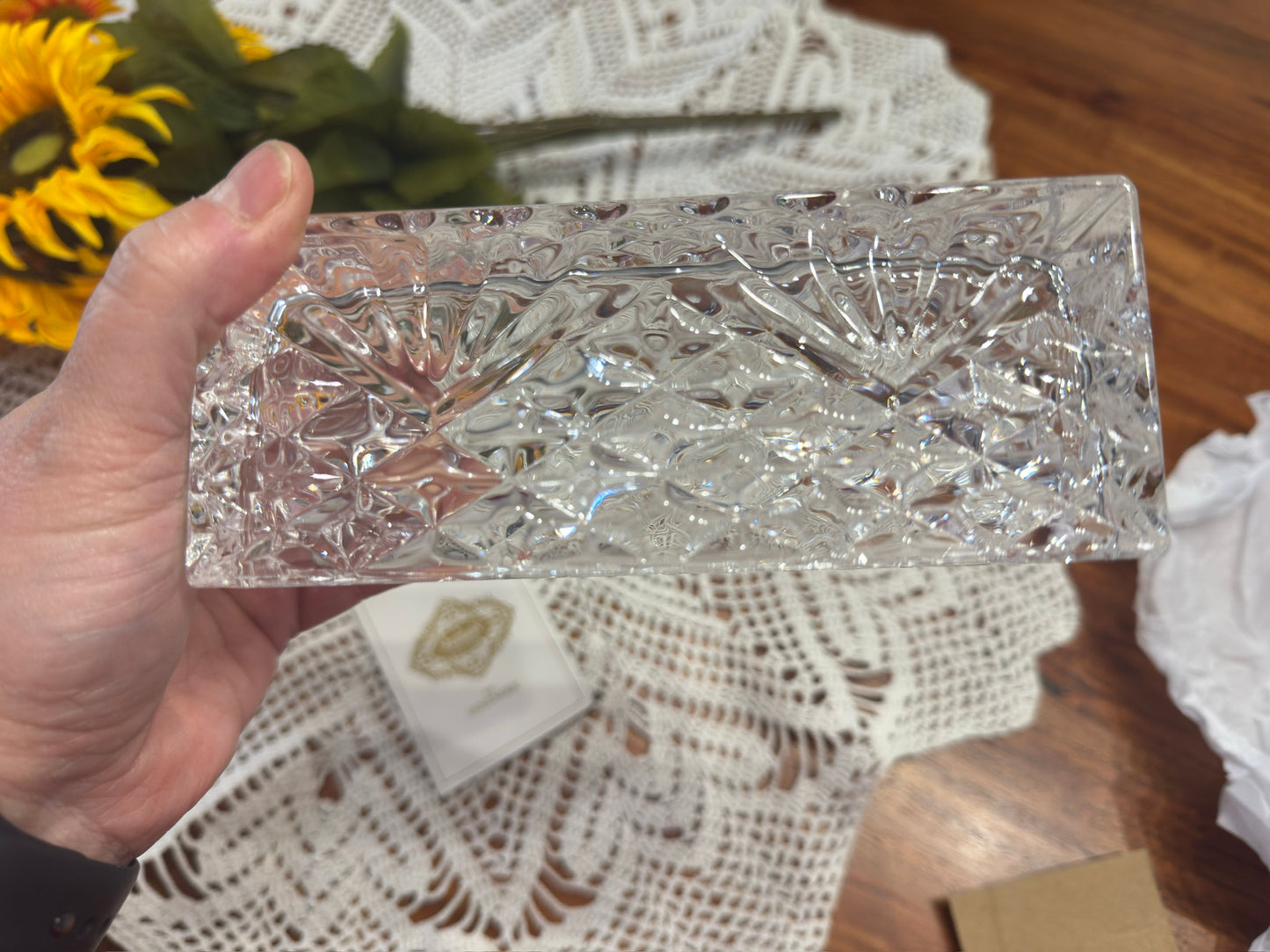 Shannon Crystal Pineapple Etch Butter Dish