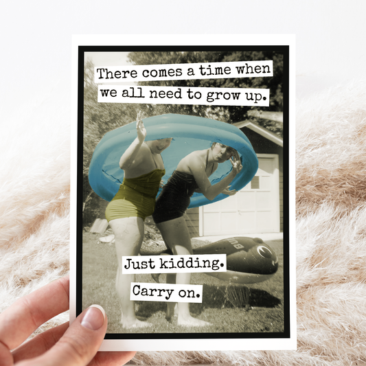 Funny Birthday Card. jk Carry On. Vintage Photo Greeting.