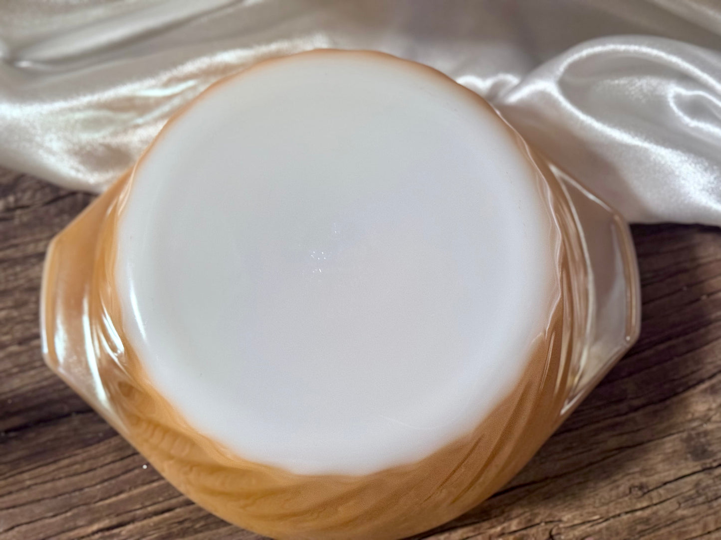 Anchor Hocking Fire-King Milk Glass Peach Lustre Casserole Dish