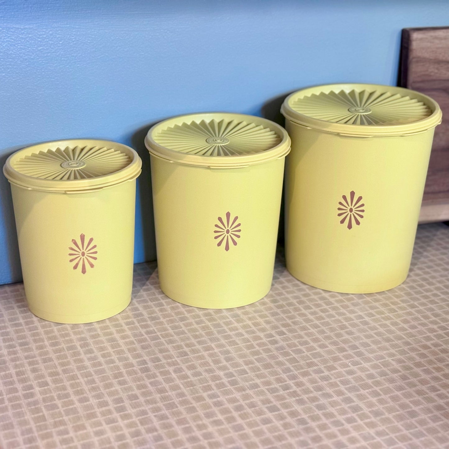 Yellow/Gold Servalier Stacking Tupperware Canisters