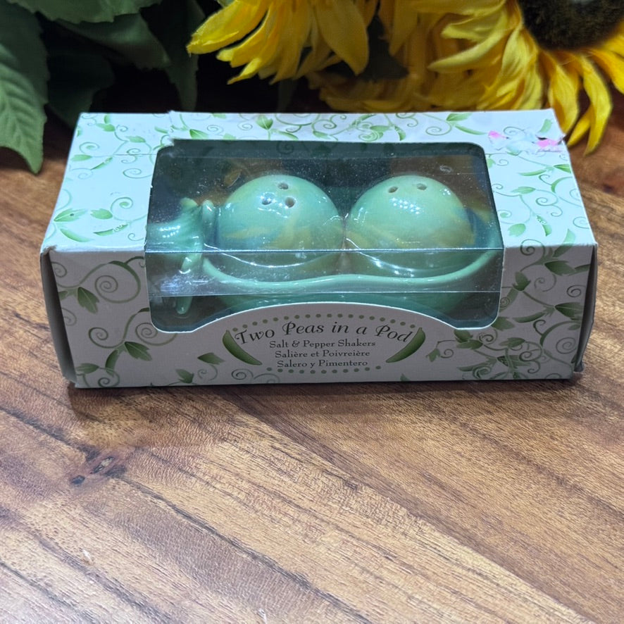 Two Peas In A Pod Boxed Salt & Pepper Shaker Set
