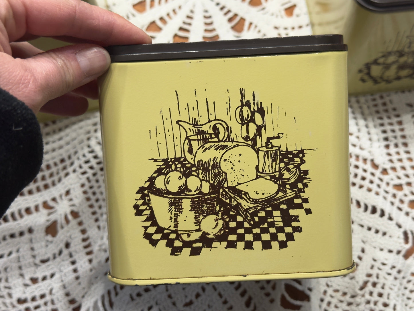 Vintage Ekco Yellow/Brown Stackable Canister Set