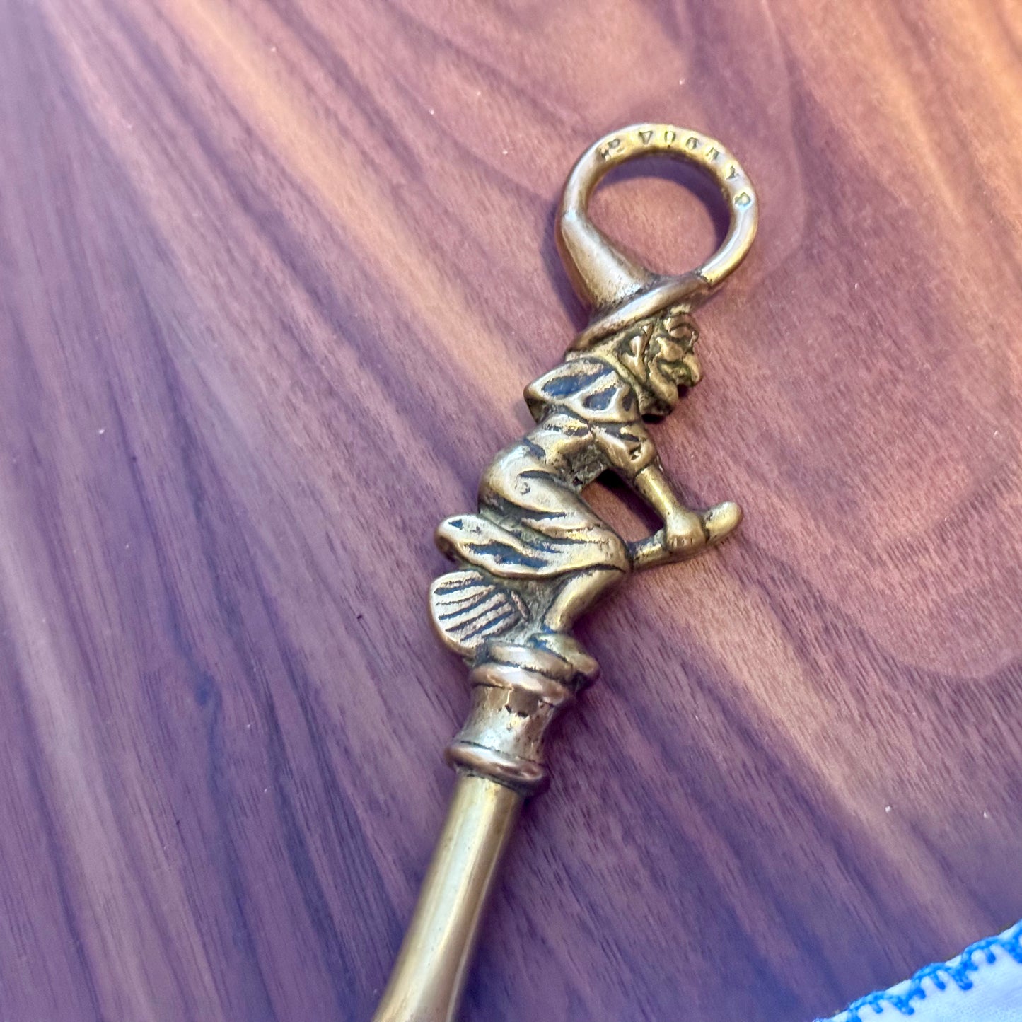 Vintage Brass Toasting Fork - Witch