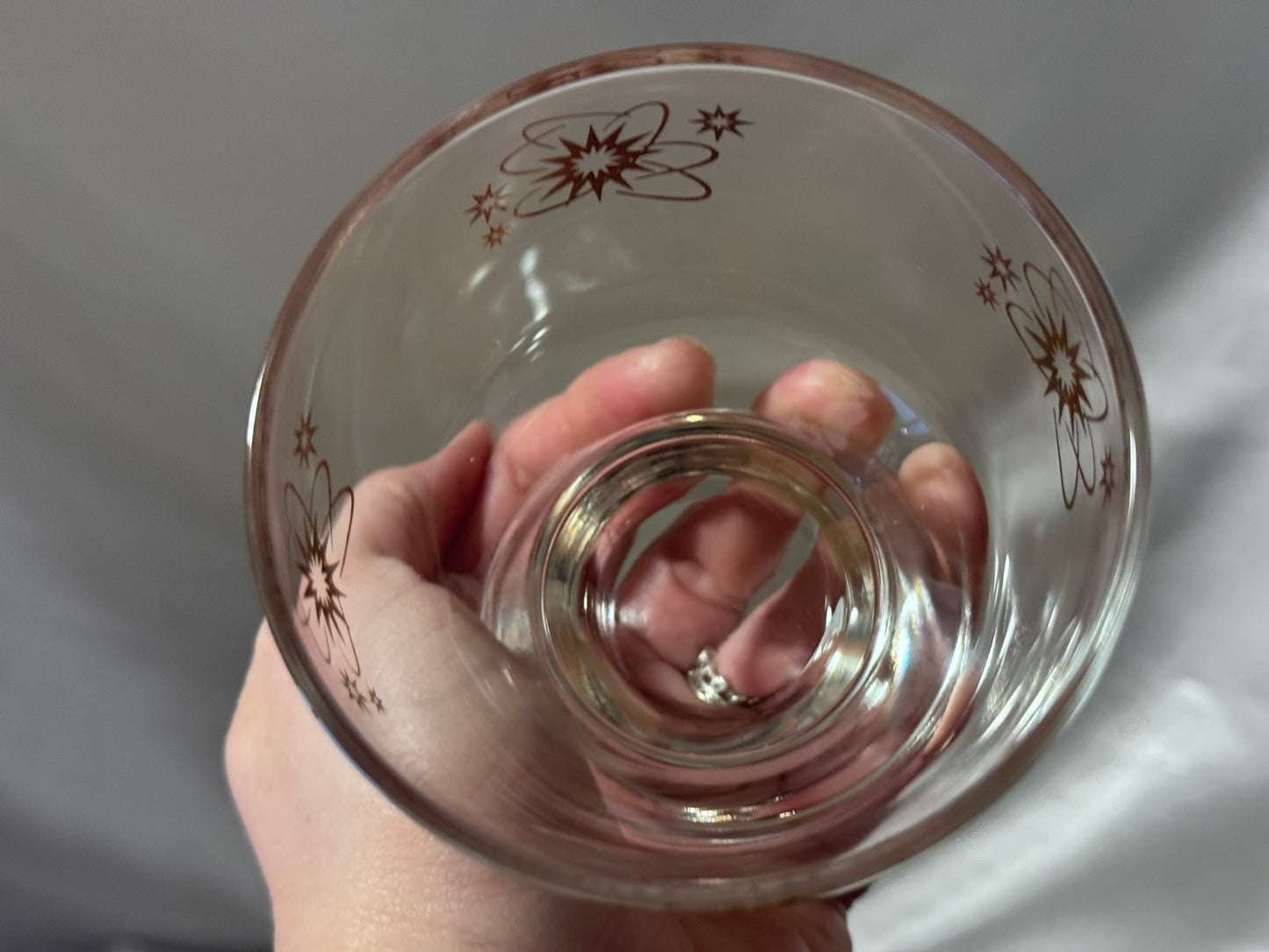 Clear Glass/Gold Atomic Starburst Creamer and Sugar