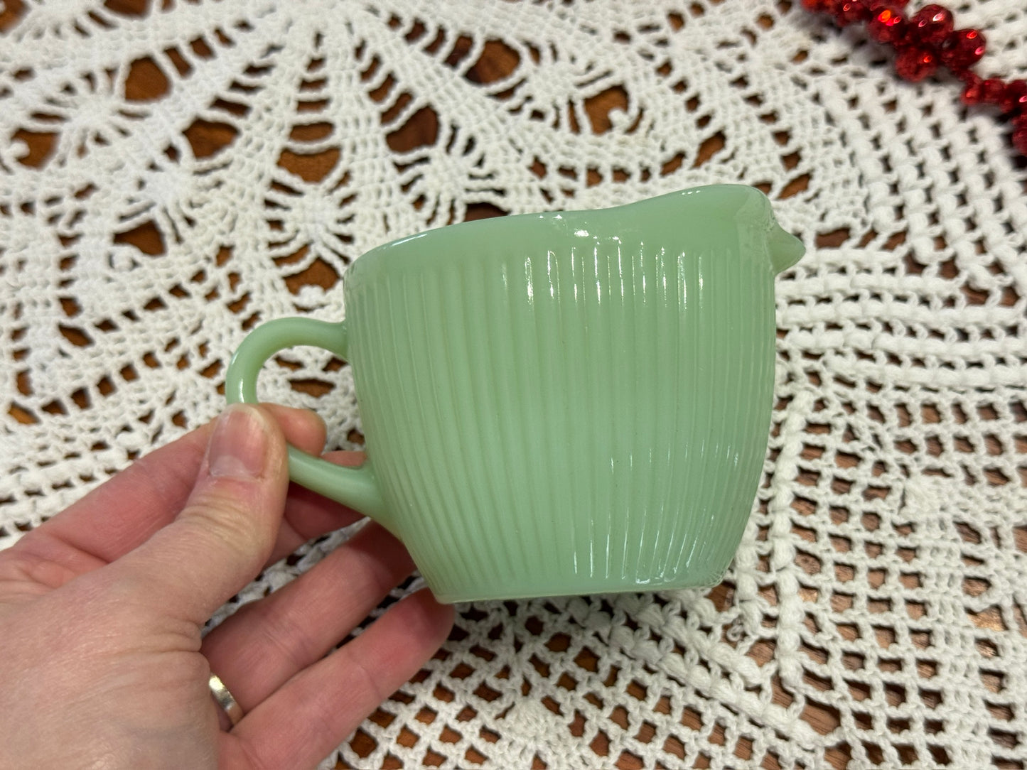 Fire-King Jadeite Jane Ray Creamer