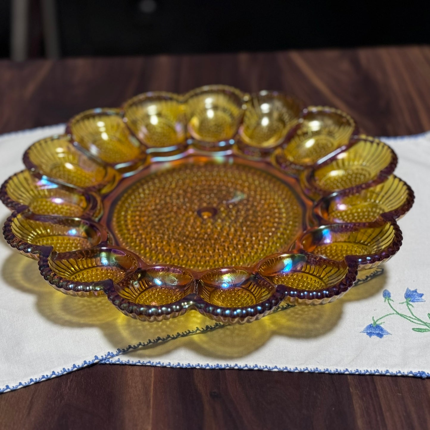 Carnival Glass Deviled Edd Plate