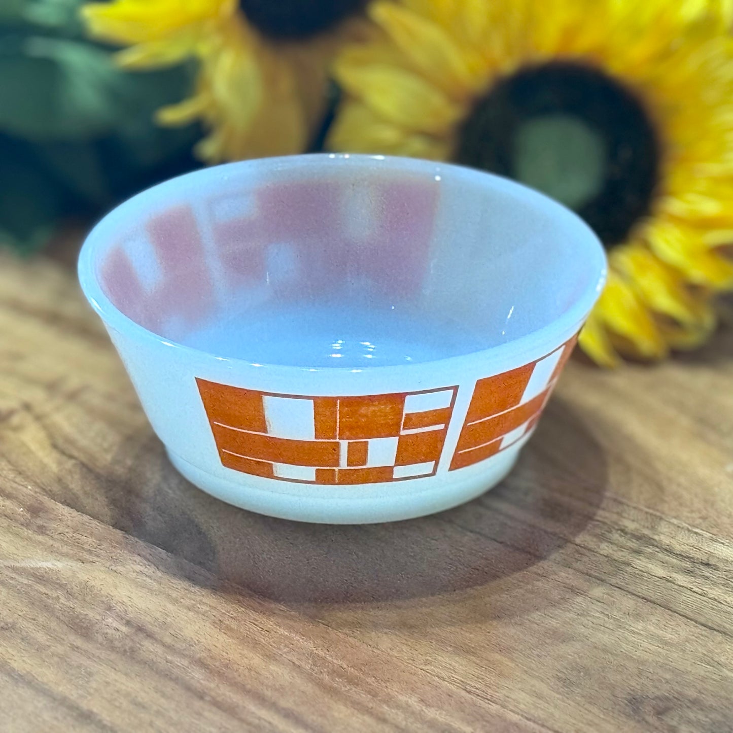 Anchor Hocking Fire King Orange Geometric Cereal Bowl