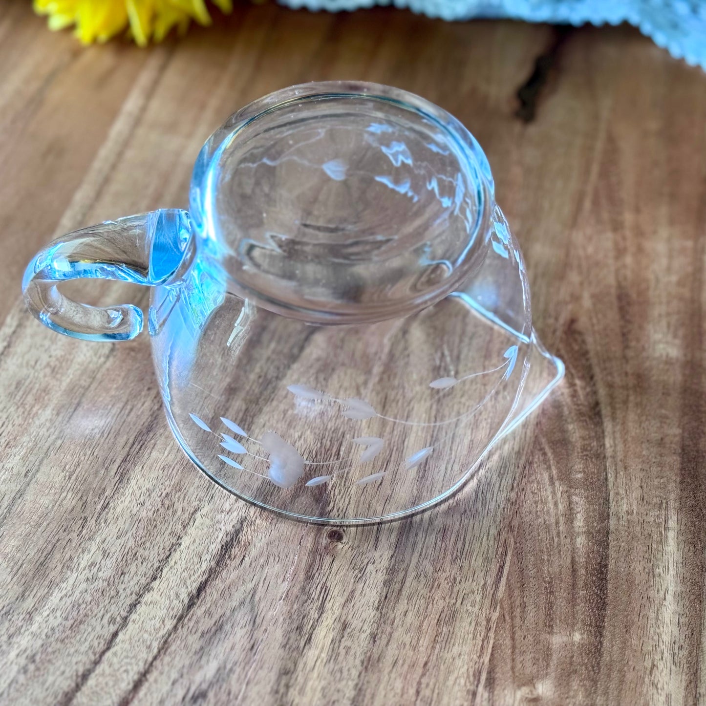 Princess House Heritage Etched Floral Crystal Sauce Gravy Boat / Creamer