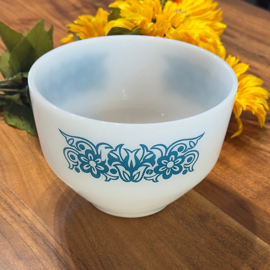 Federal Floral Milk Glass Mixing Bowl