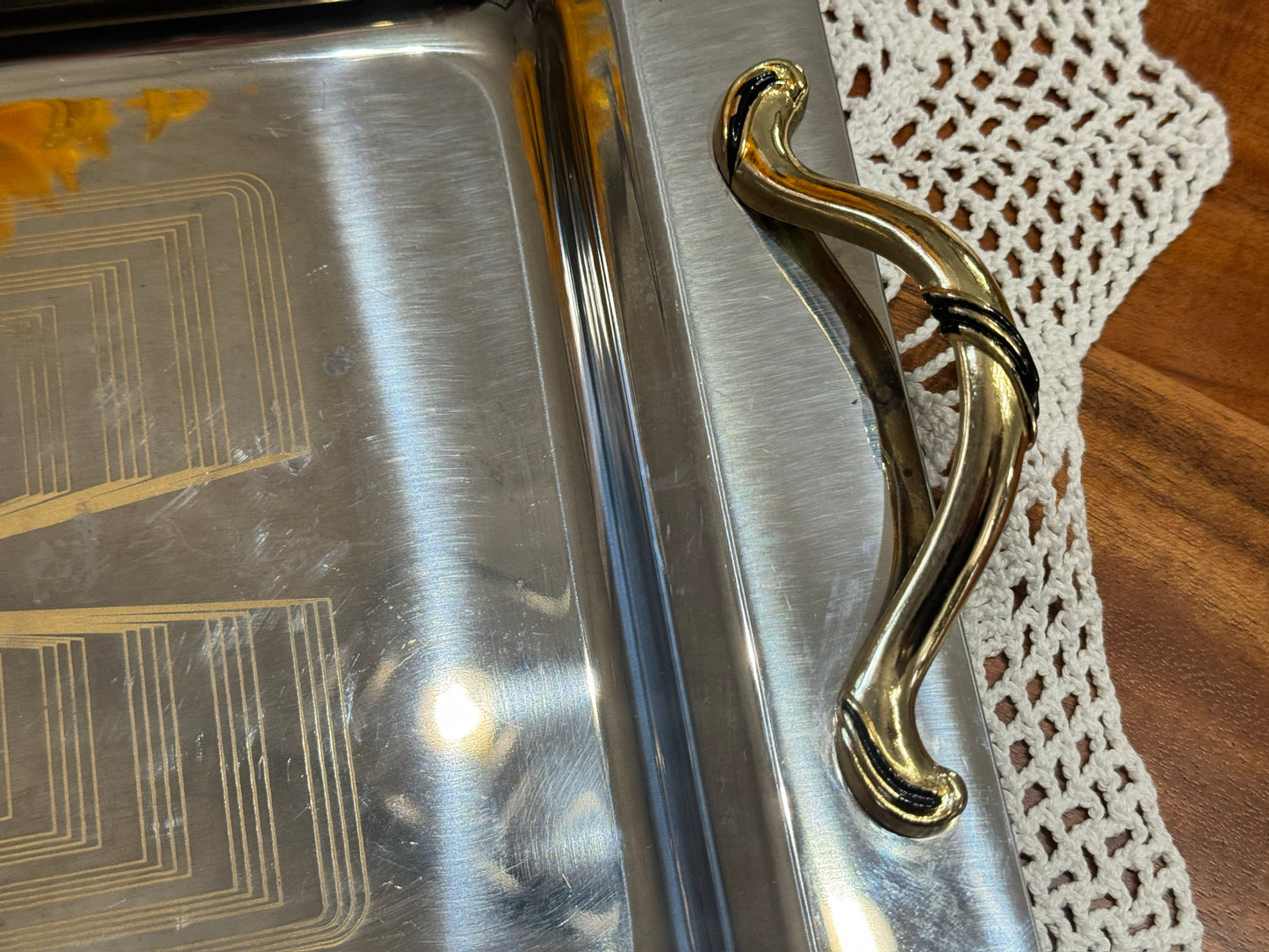 Stainless Steel Italian Serving Tray/Bar Cart Decor