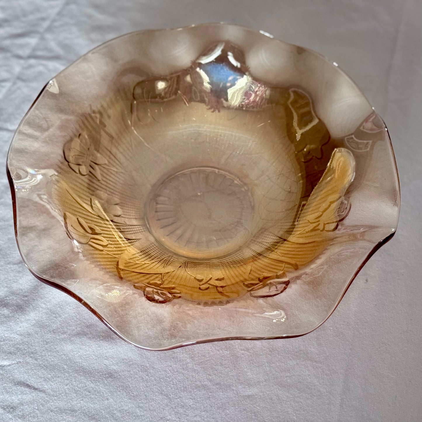 Jeanette Glass 'Iris and Herringbone' Marigold Glass Bowl