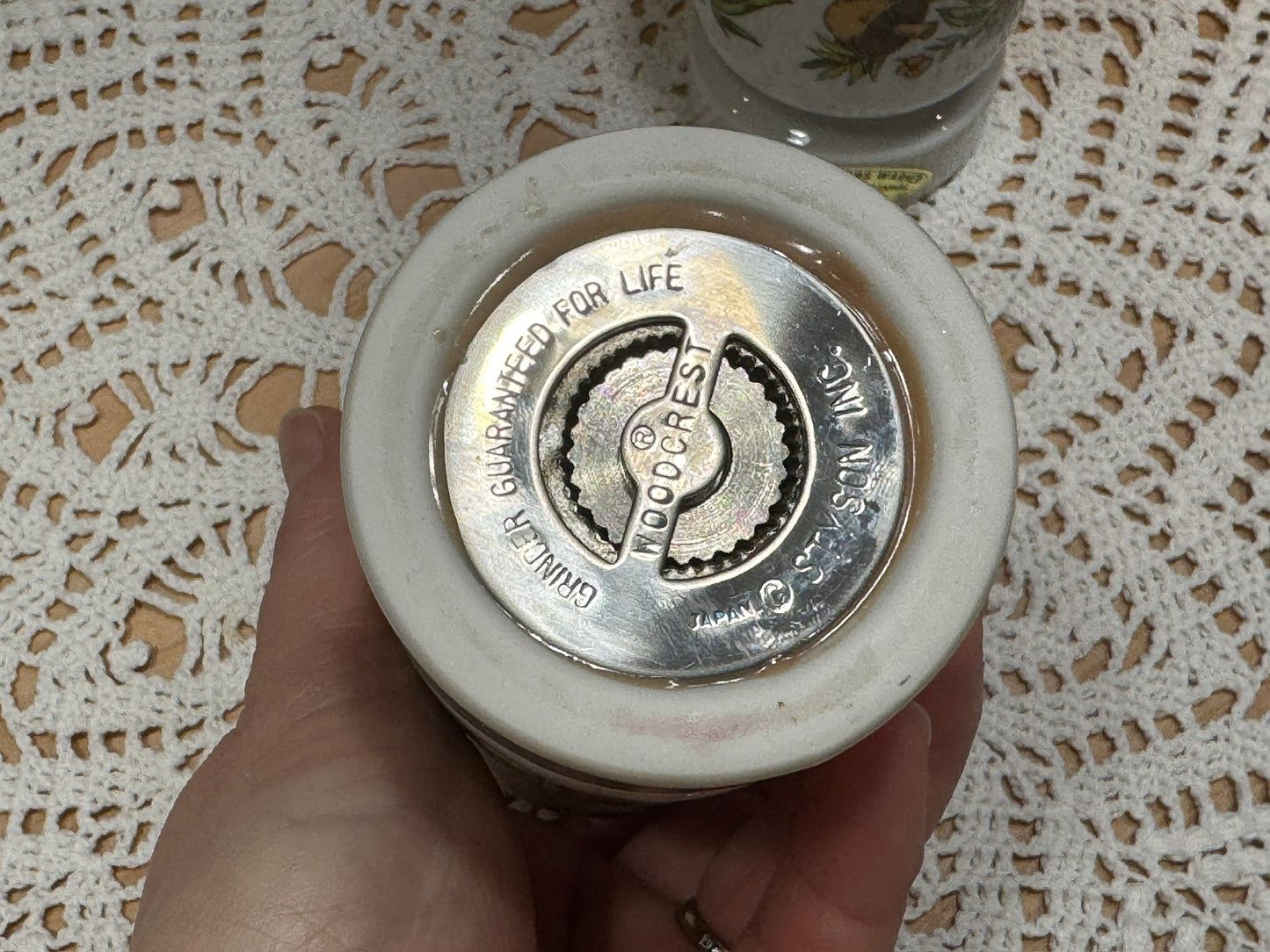 Sears Woodcrest by Styson 'Spice of Life' Ceramic Salt Shaker & Pepper Grinder