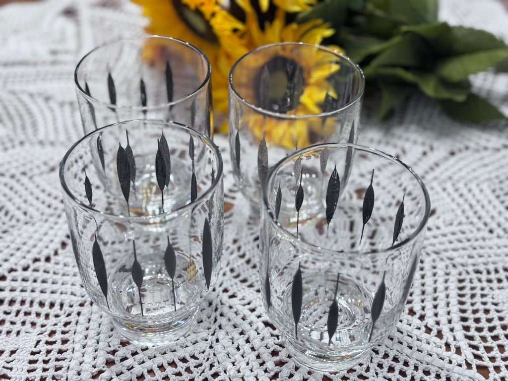 Harlequin Black & Gold Roly Poly Lowball 'Cattail' Drinking Glasses