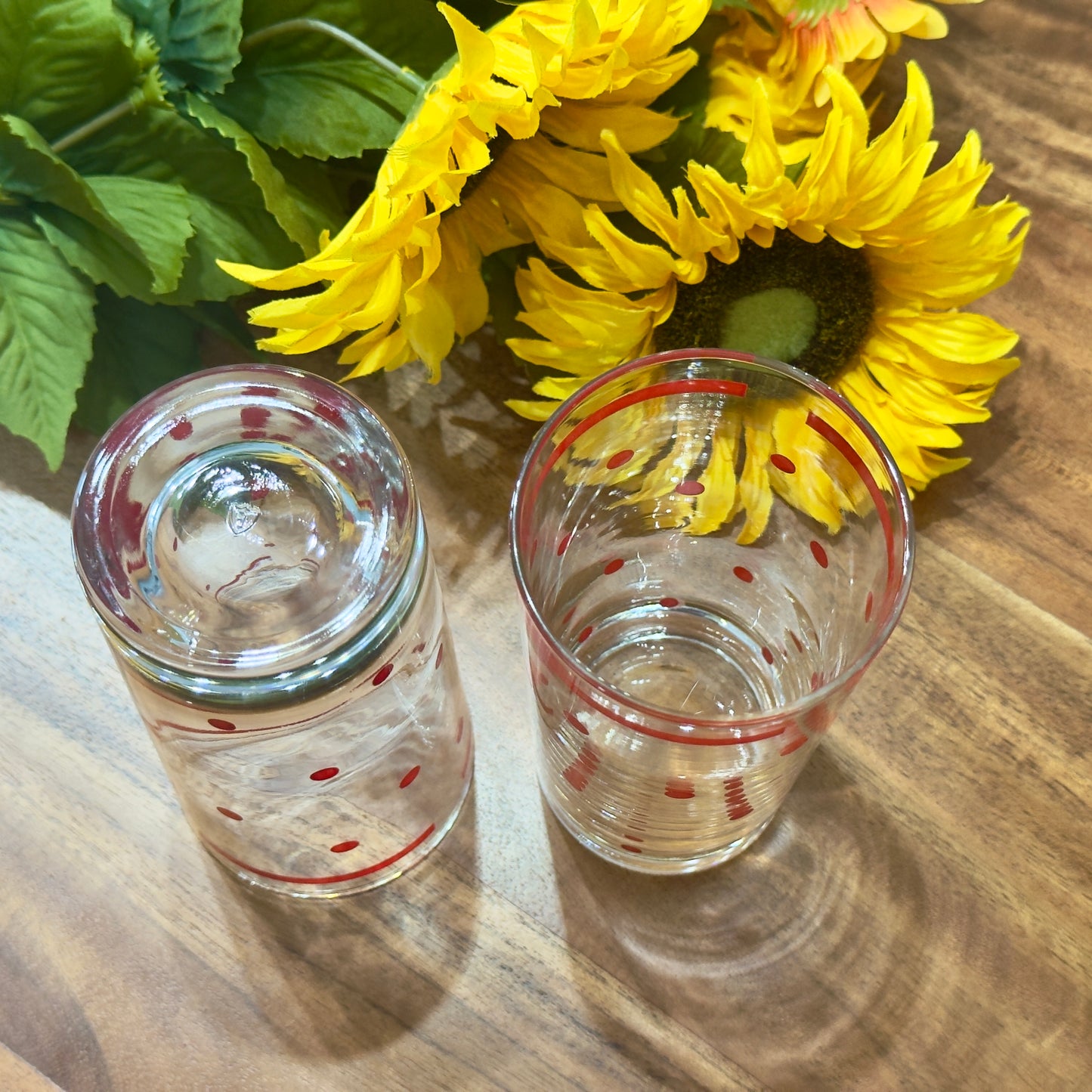 Vintage Federal Glass Red Polka Dot Drinking Glasses