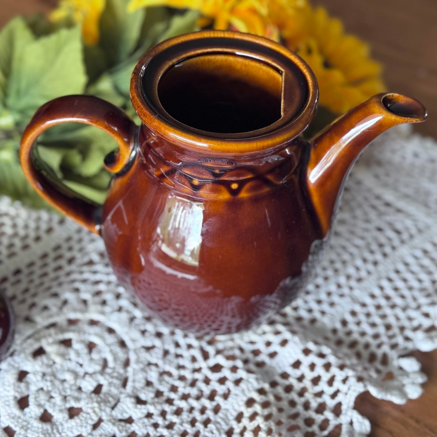 DDR East Germany 0.90L Brown Glaze Teapot