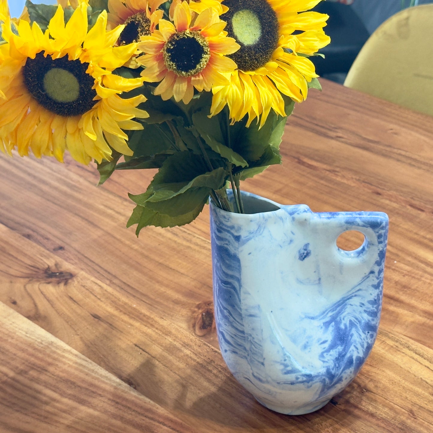 Handmade Ceramic White & Blue Pottery Piece