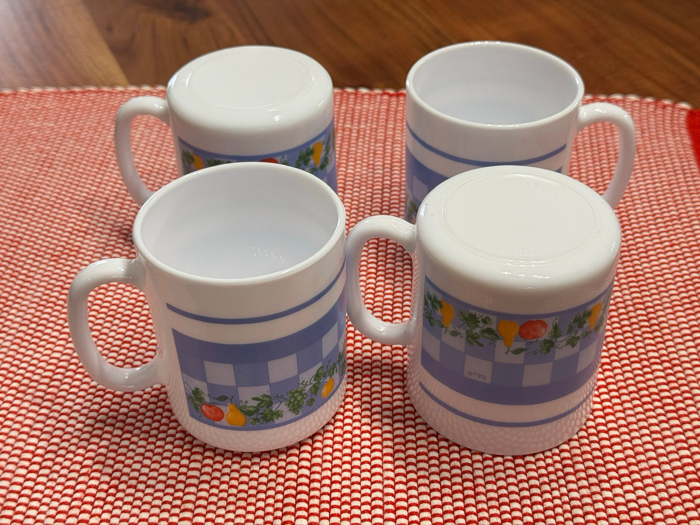 Arcopal France "Marc Pulluy" Checkered Fruits Pattern Mugs