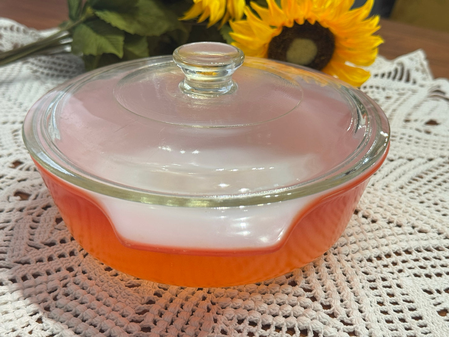 Anchor Hocking Fire-King Orange Round Casserole Dish