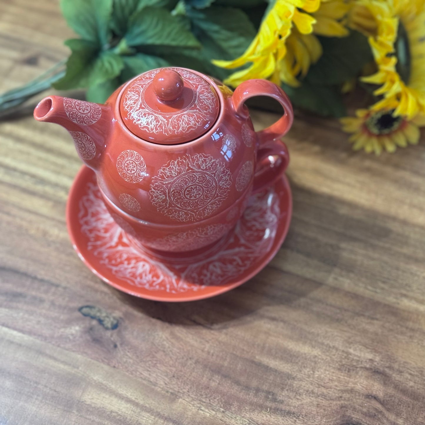 Teaopia Tea For One Orange Tea Set
