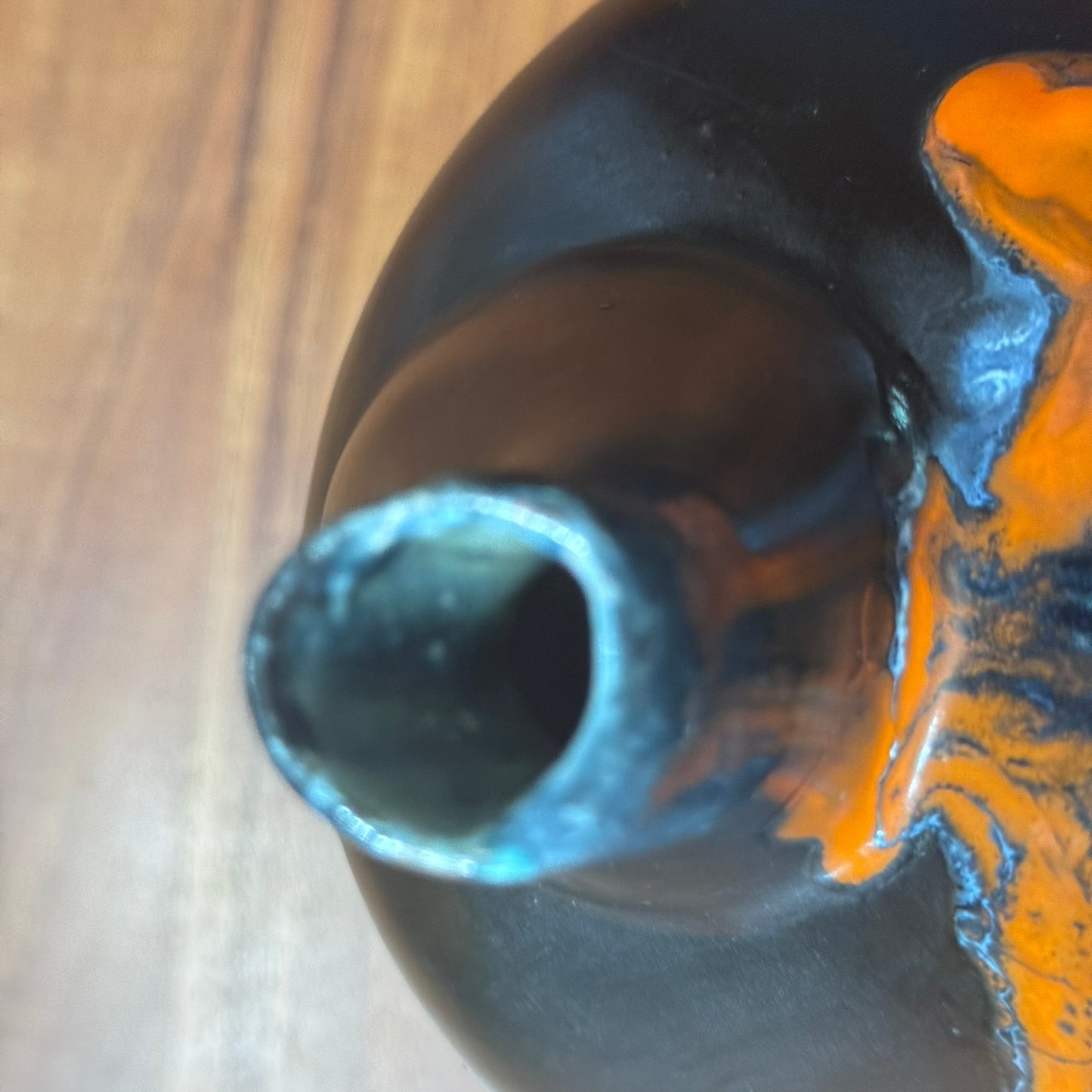 Canadian Pottery Orange Drip Glaze Teapot