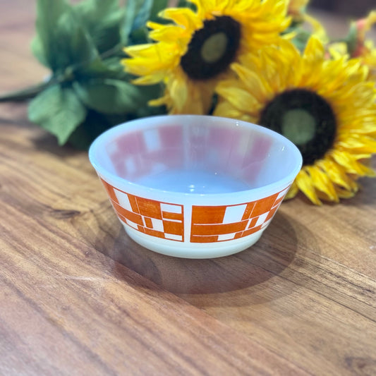 Anchor Hocking Fire King Orange Geometric Cereal Bowl