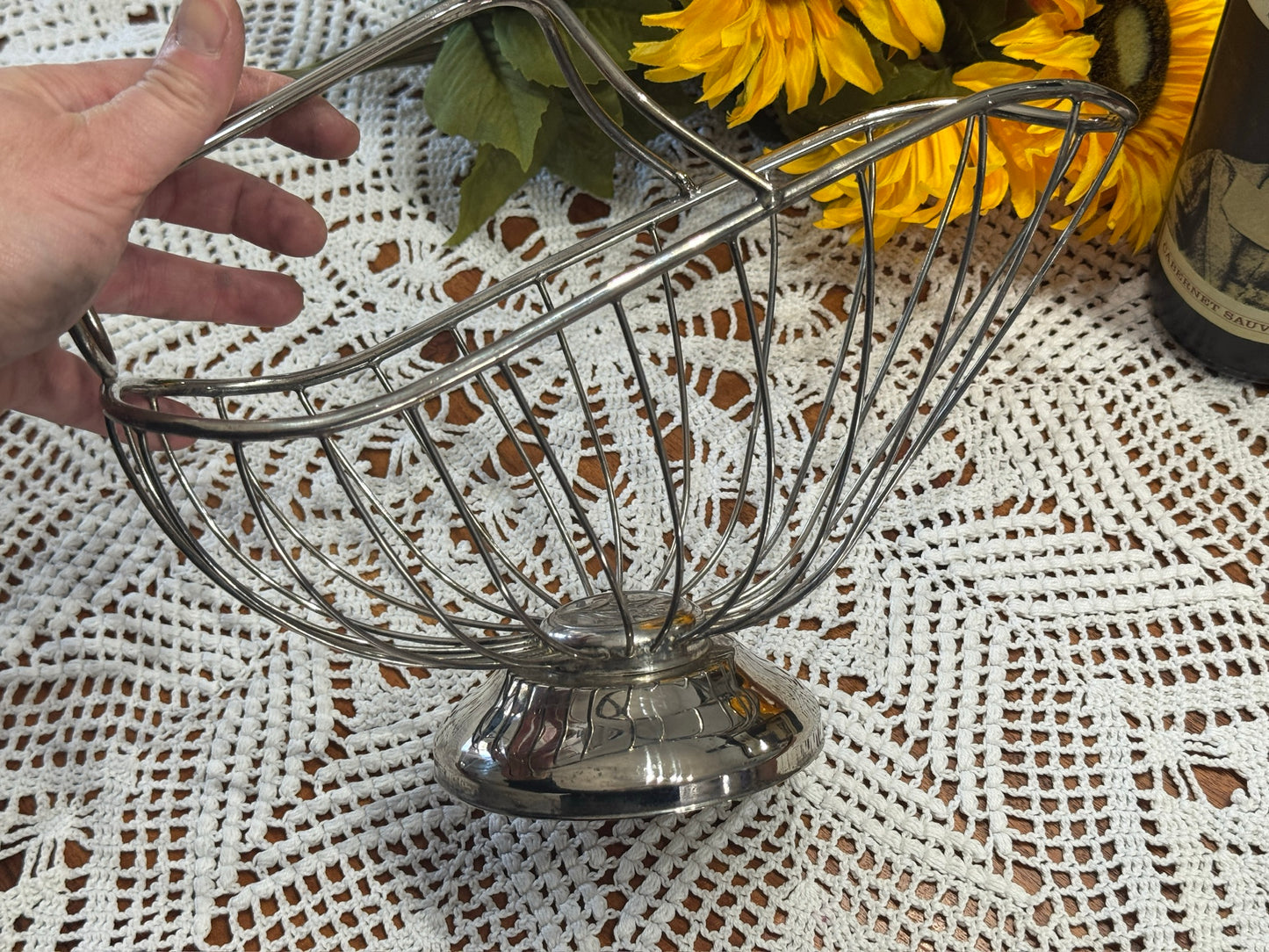 EP Brass Silver Plated Wine Bottle Basket