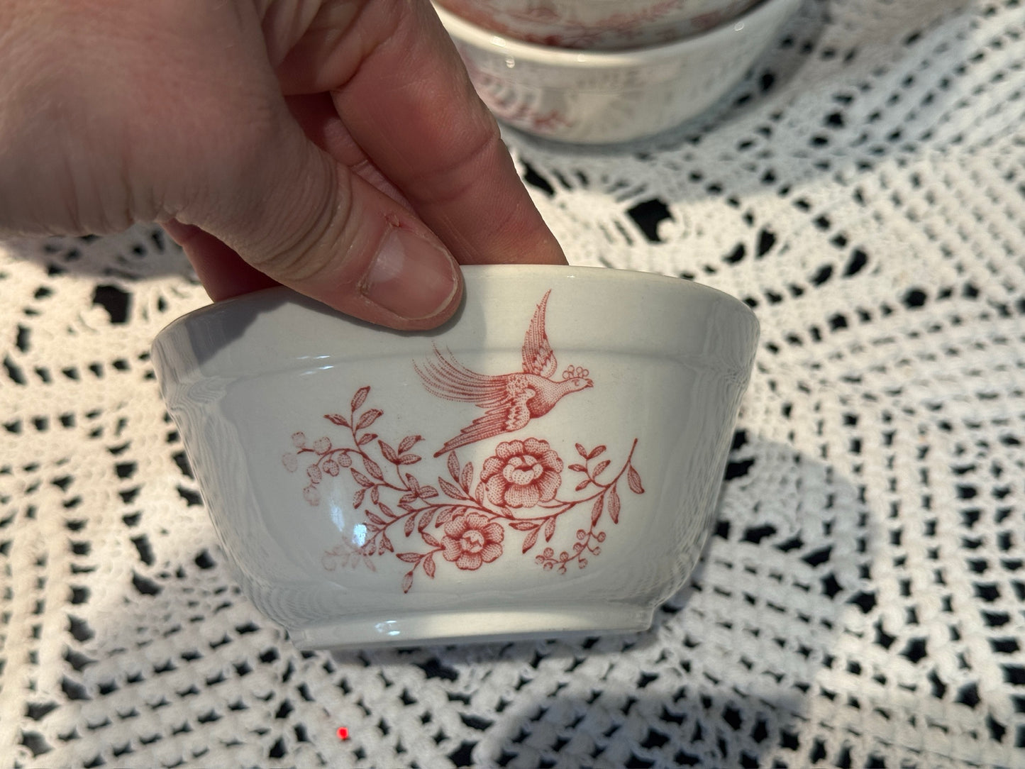 Vintage WINDSOR Steelite Ironstone Pink Transferware Bowls