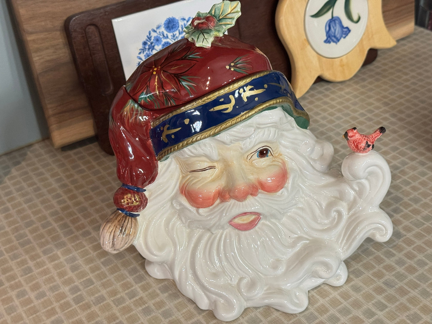 Ceramic Santa Claus Head Cookie Jar